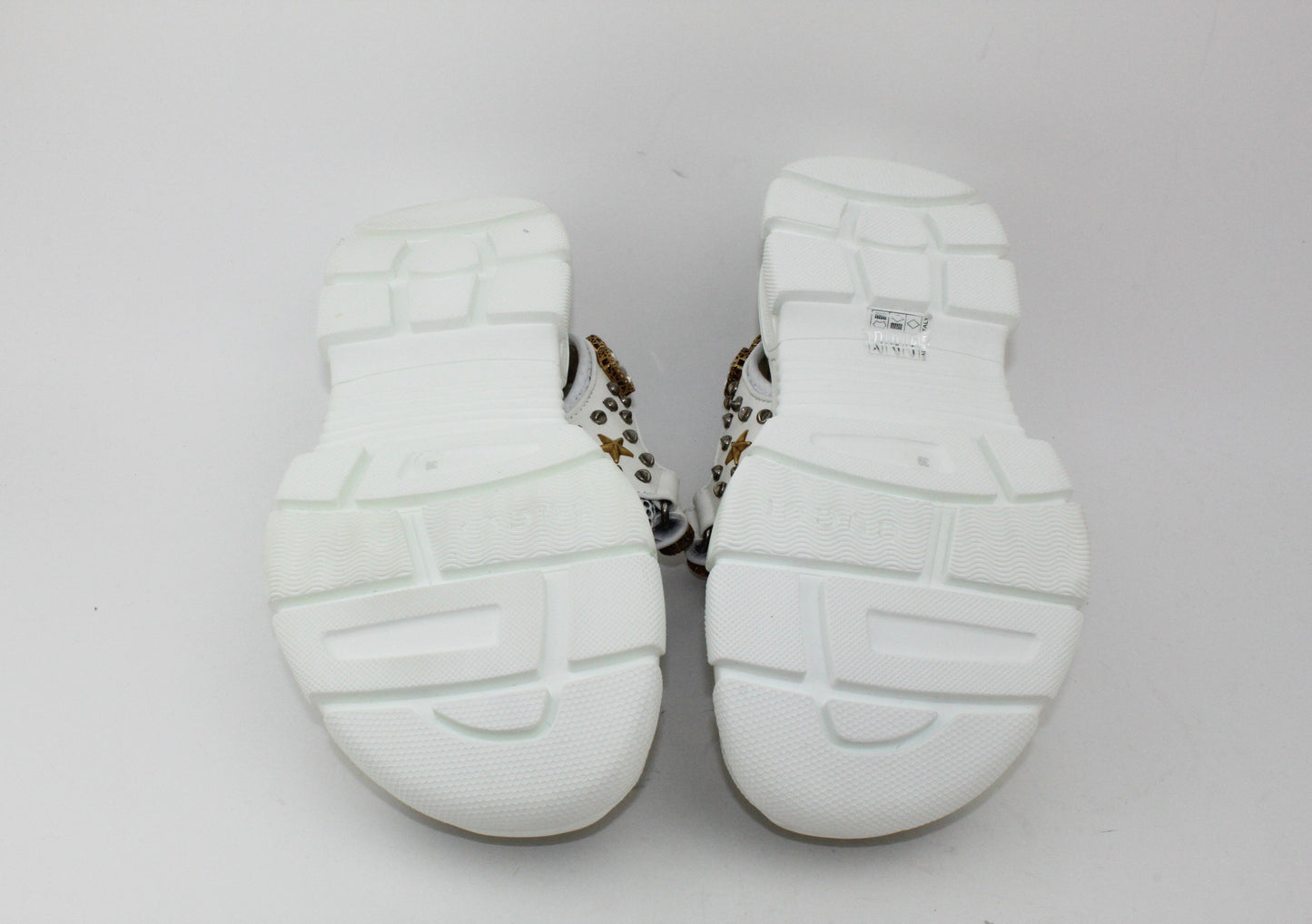 Gucci Crystal Embellished Sandals White