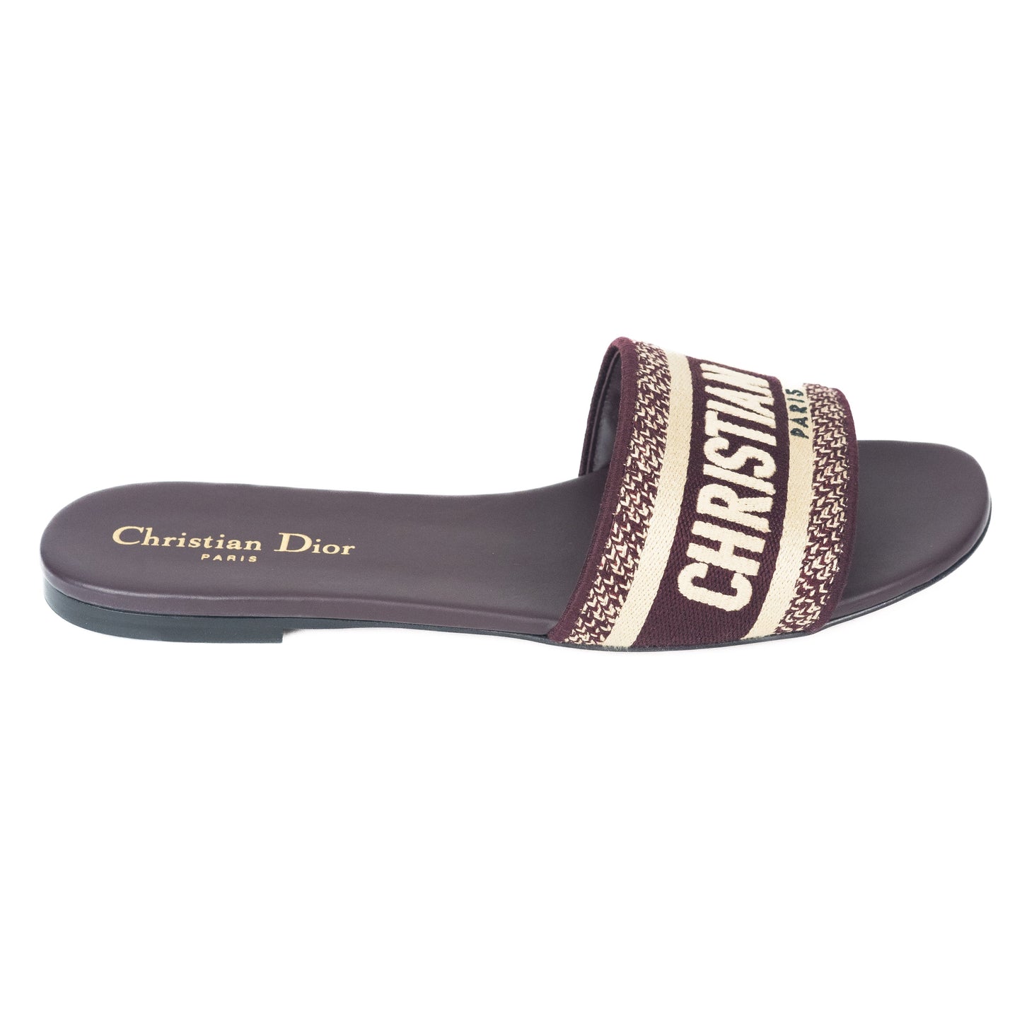 Dior Dway Slide Burgundy Embroidered Cotton