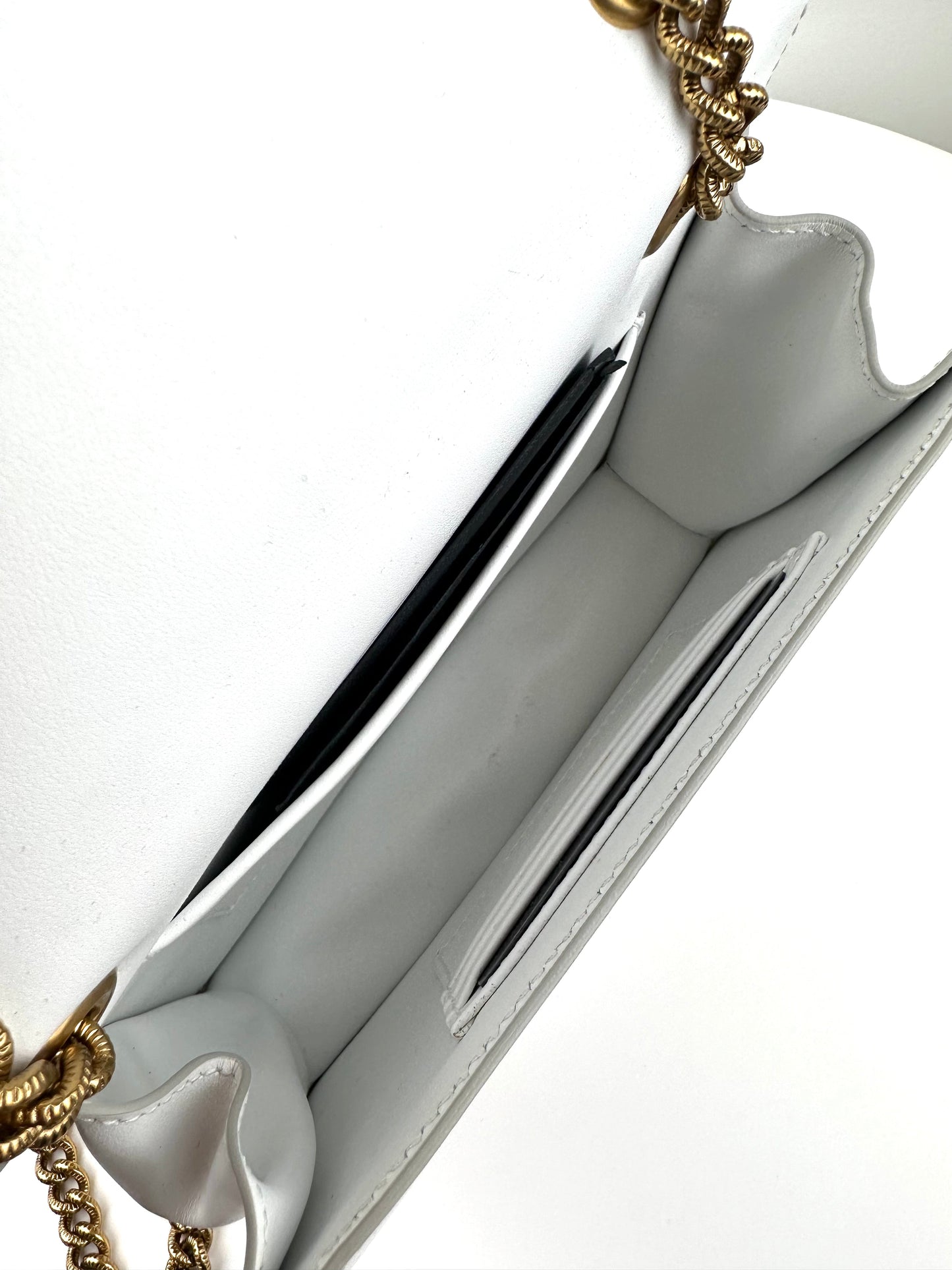 Dolce and Gabbana Small Smooth Calfskin Devotion Bag in White