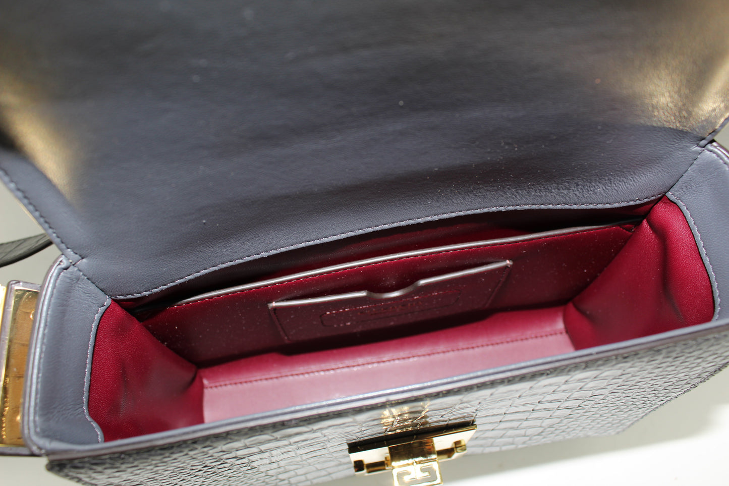 GIVENCHY EDEN MEDIUM CROC-EFFECT LEATHER SHOULDER BAG