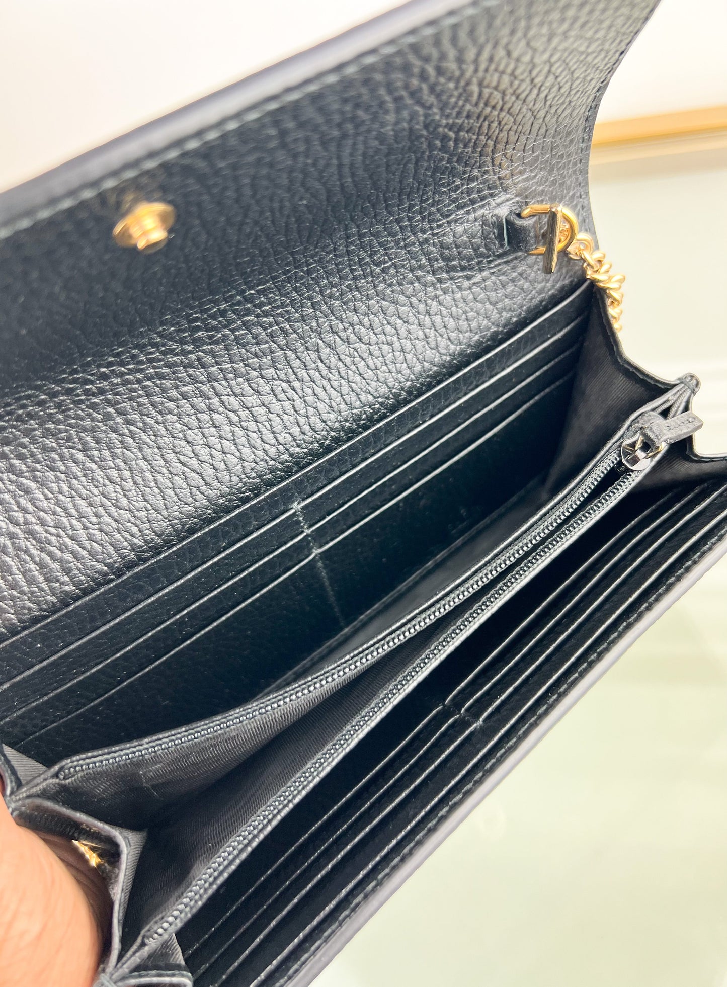 Gucci GG Marmont Chain Wallet in Black