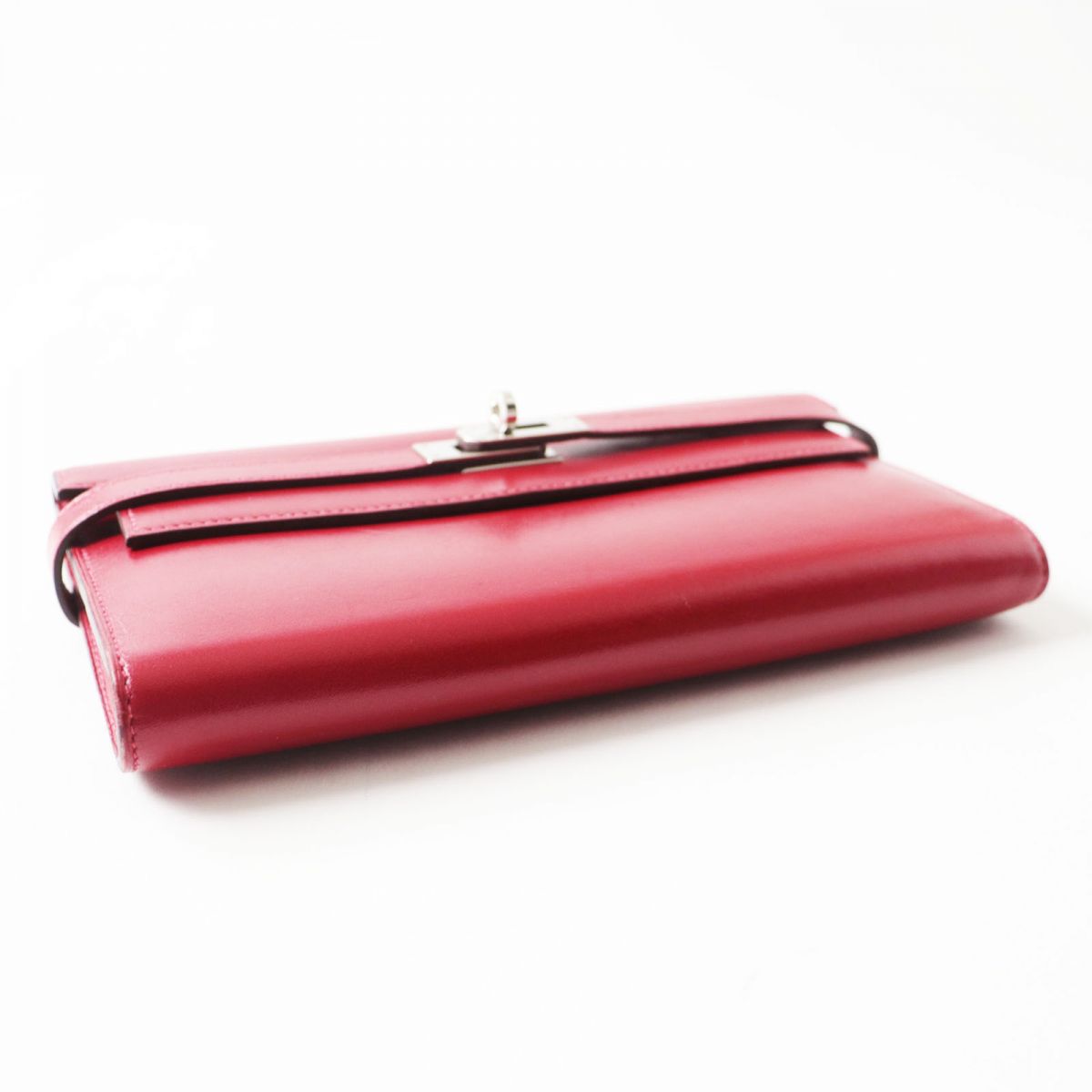 HERMES Long Wallet Purse Main: Box calf Rouge Grena x SilverMetal Women