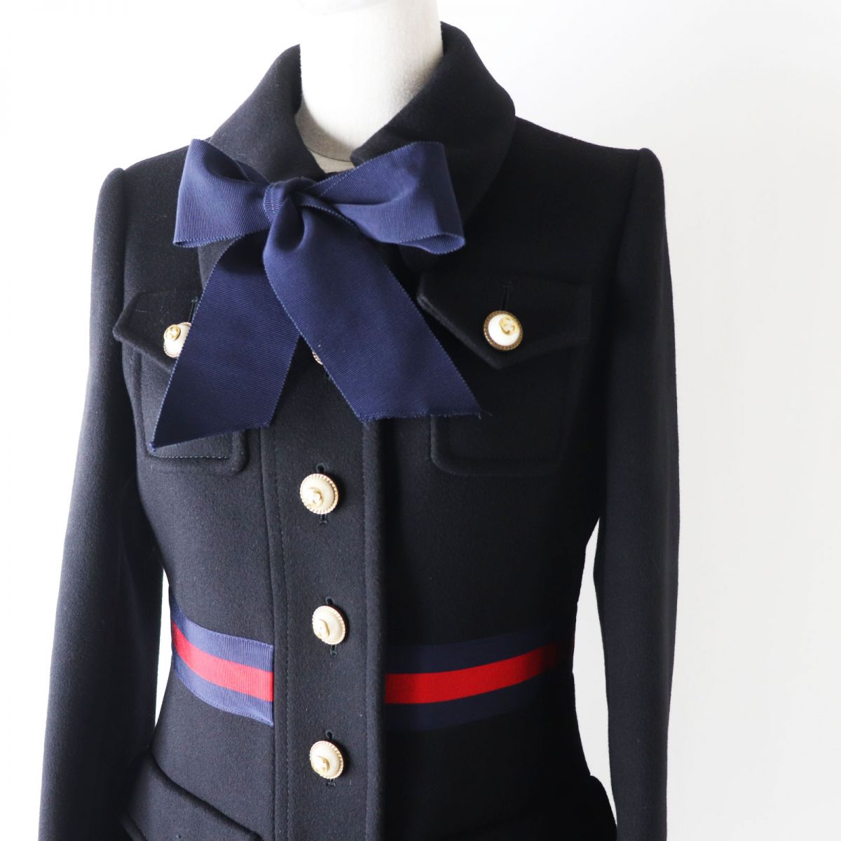 GUCCI coat Outer: 100% wool, part: 58% viscose (rayon), part: 38% cotton, part: 4% polyester, part: 50% cotton black Women 40