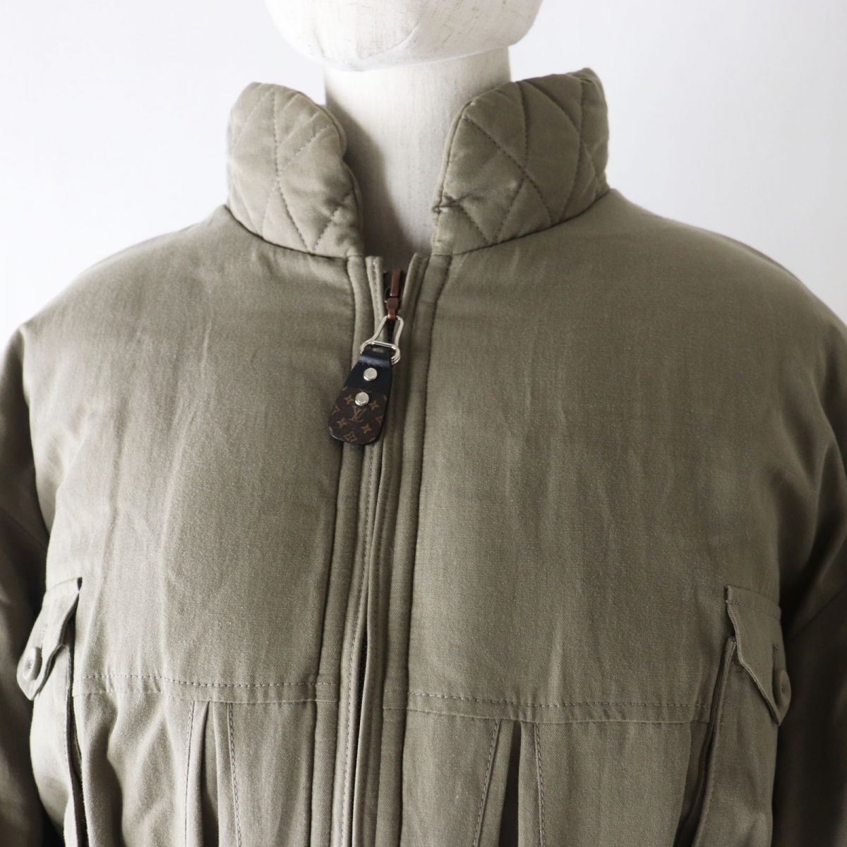 LOUIS VUITTON Military jacket Lyocell Earth tones x white 38