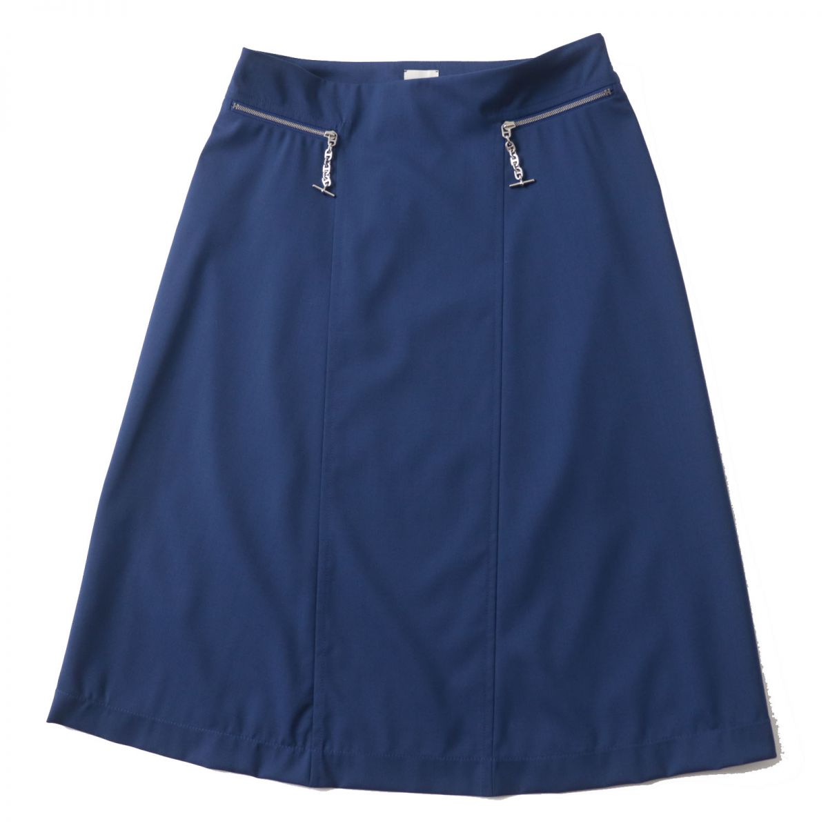 HERMES skirt Outer: 100% wool, part: 88% rayon, part: 12% polyester Blue x Silver Metal Women 34
