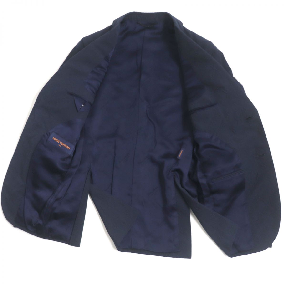 LOUIS VUITTON tailored jacket Outer: 93% cotton, Outer: 7% nylon, Lining: 28% acetate, Lining: 25% rayon, Lining: 25% cupra Navy mens 44