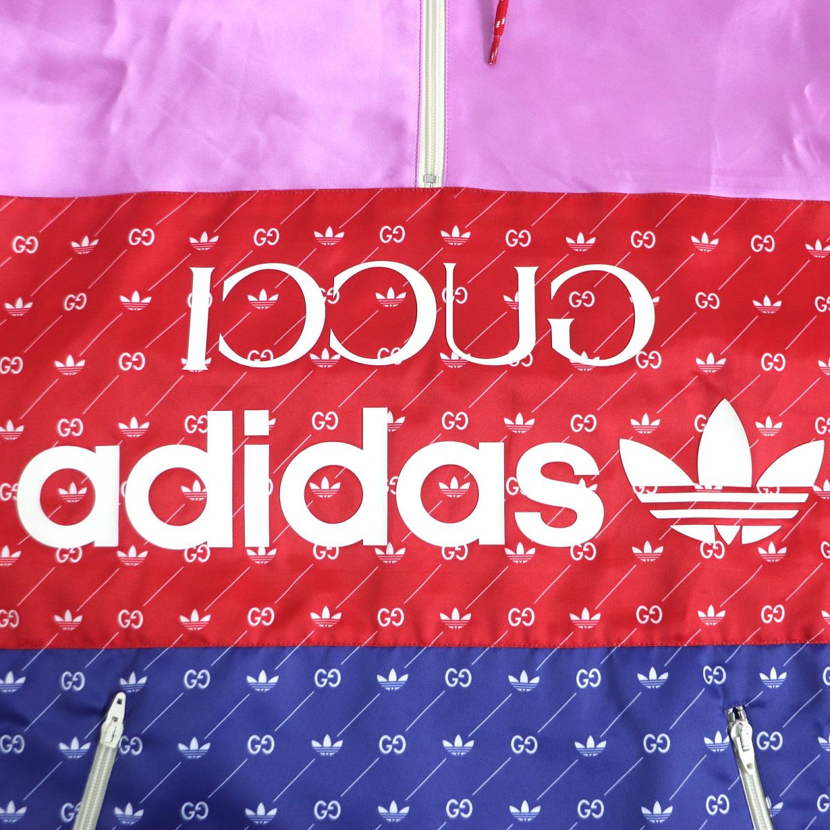 GUCCI Hoodie Main: 100% acetate, Main: 100% polyester, Main: 100% nylon, Part: leather, Part: 65% rayon multicolor Gucci x Adidas collaboration mens 46