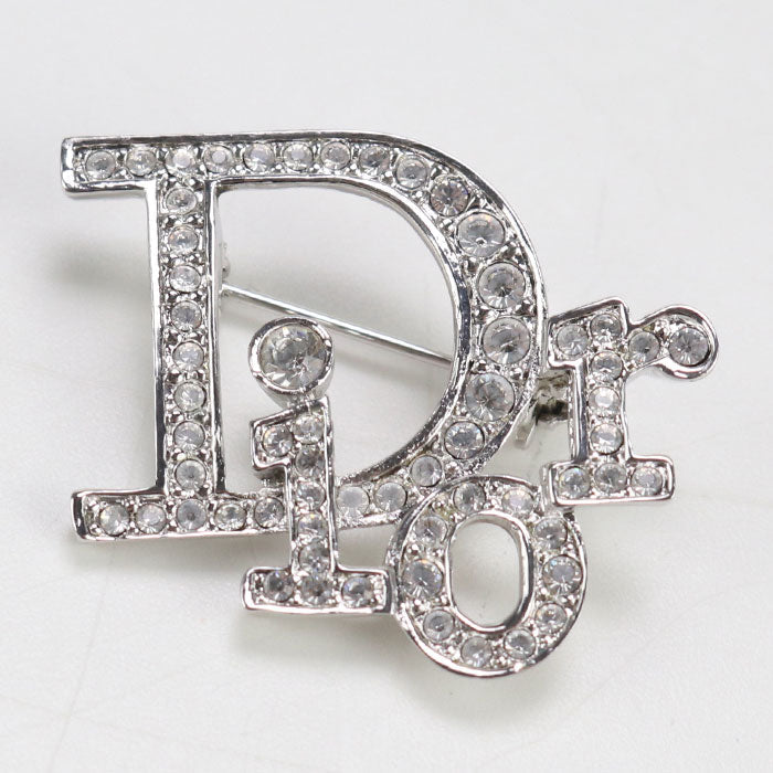 Dior Brooch logo Other accessories metal,Rhinestone Silver Women
