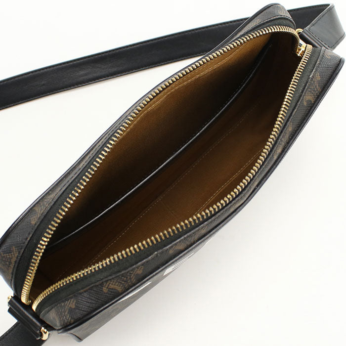 CELINE Medium messenger Triomphe canvas Diagonal shoulder bag PVC black Women