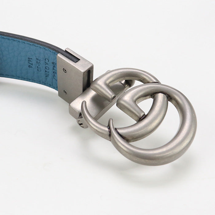 GUCCI GU90290 Slim belt Double G belt leather navy mens
