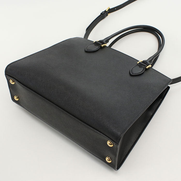 PRADA 2WAY handbag shoulder bag Saffiano leather Black Women