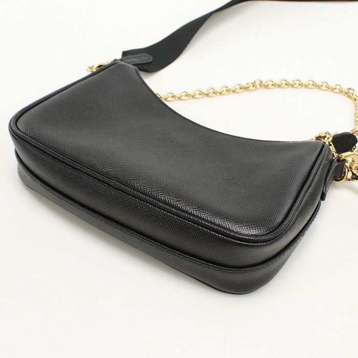 PRADA 1BH174 Shoulder Bag Safiano 2WAY ChainShoulder Bag leather black Women