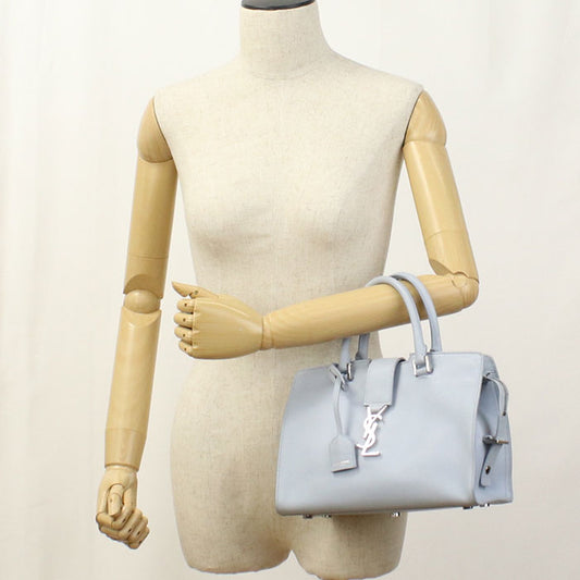 SAINT LAURENT 421871 Handbag Baby mosquito bus 2WAYTote Bag leather blue Women