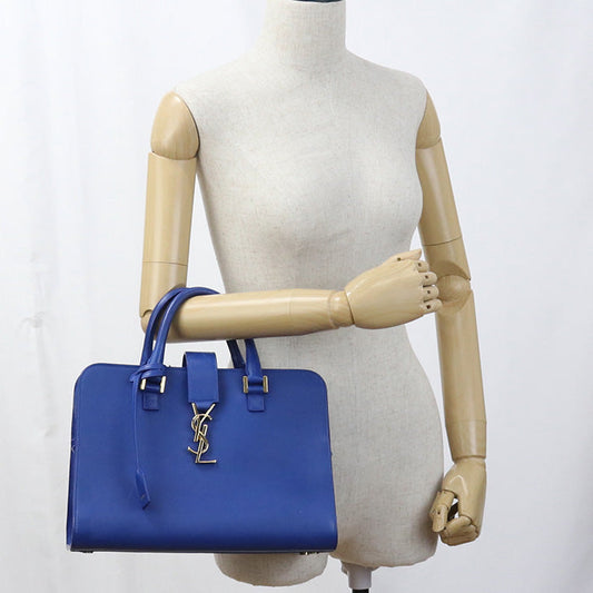SAINT LAURENT 357395 Handbag Monogram Kabas 2WAY handbag leather blue Women