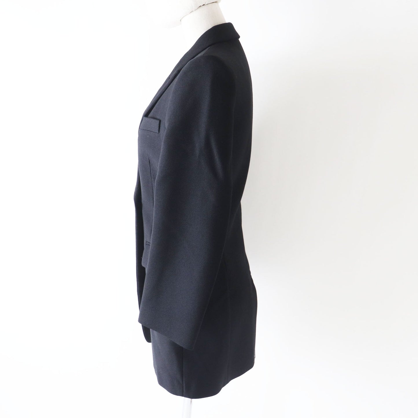 HERMES Double breasted jacket 2H0201DP Outer: 70% nylon, Outer: 30% wool, Collar: 70% wool, 30% rayon, Lining: (Body, Pocket) 85% rayon, 15% silk, Lining: (Sleeve) 100% cupra black Women 34