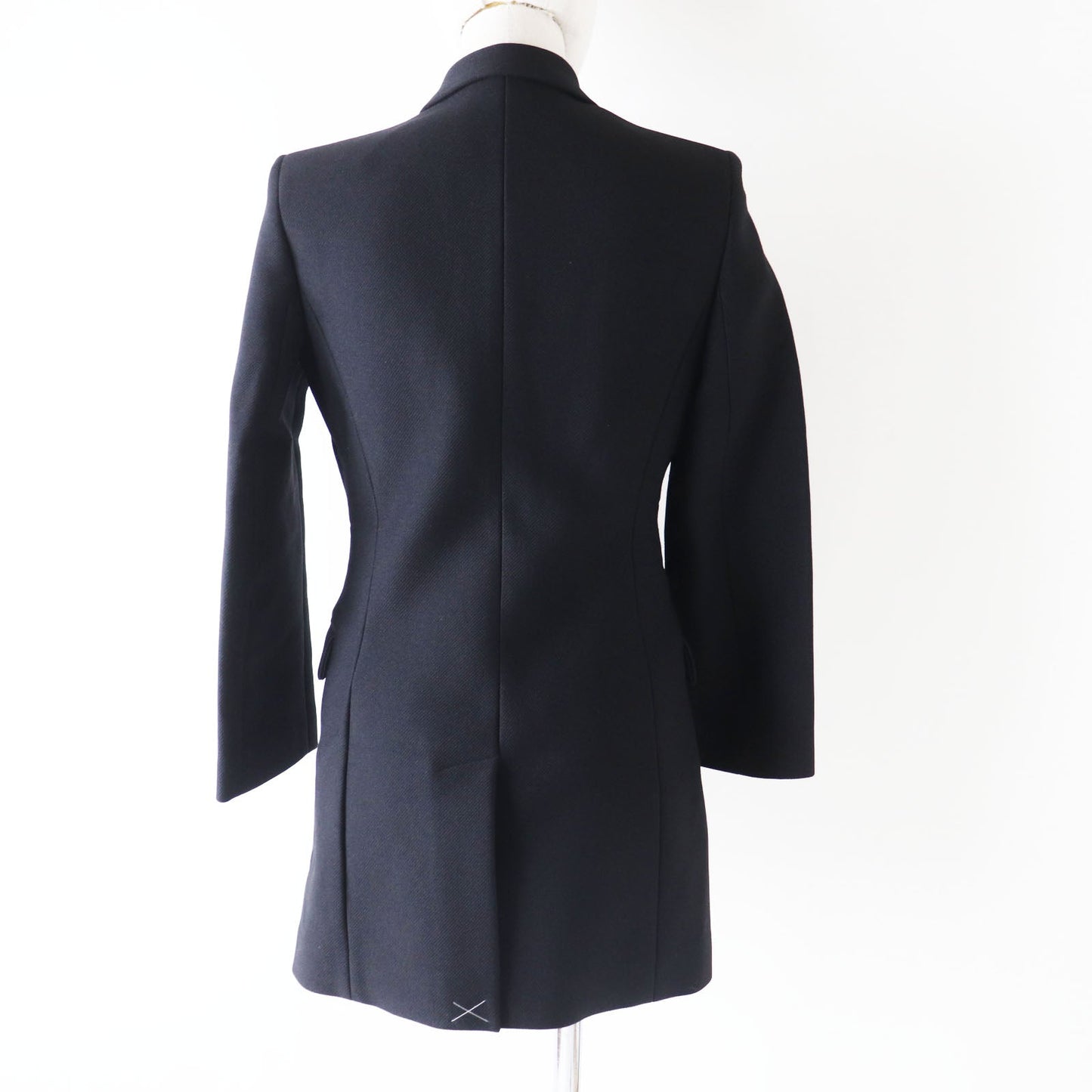 HERMES Double breasted jacket 2H0201DP Outer: 70% nylon, Outer: 30% wool, Collar: 70% wool, 30% rayon, Lining: (Body, Pocket) 85% rayon, 15% silk, Lining: (Sleeve) 100% cupra black Women 34