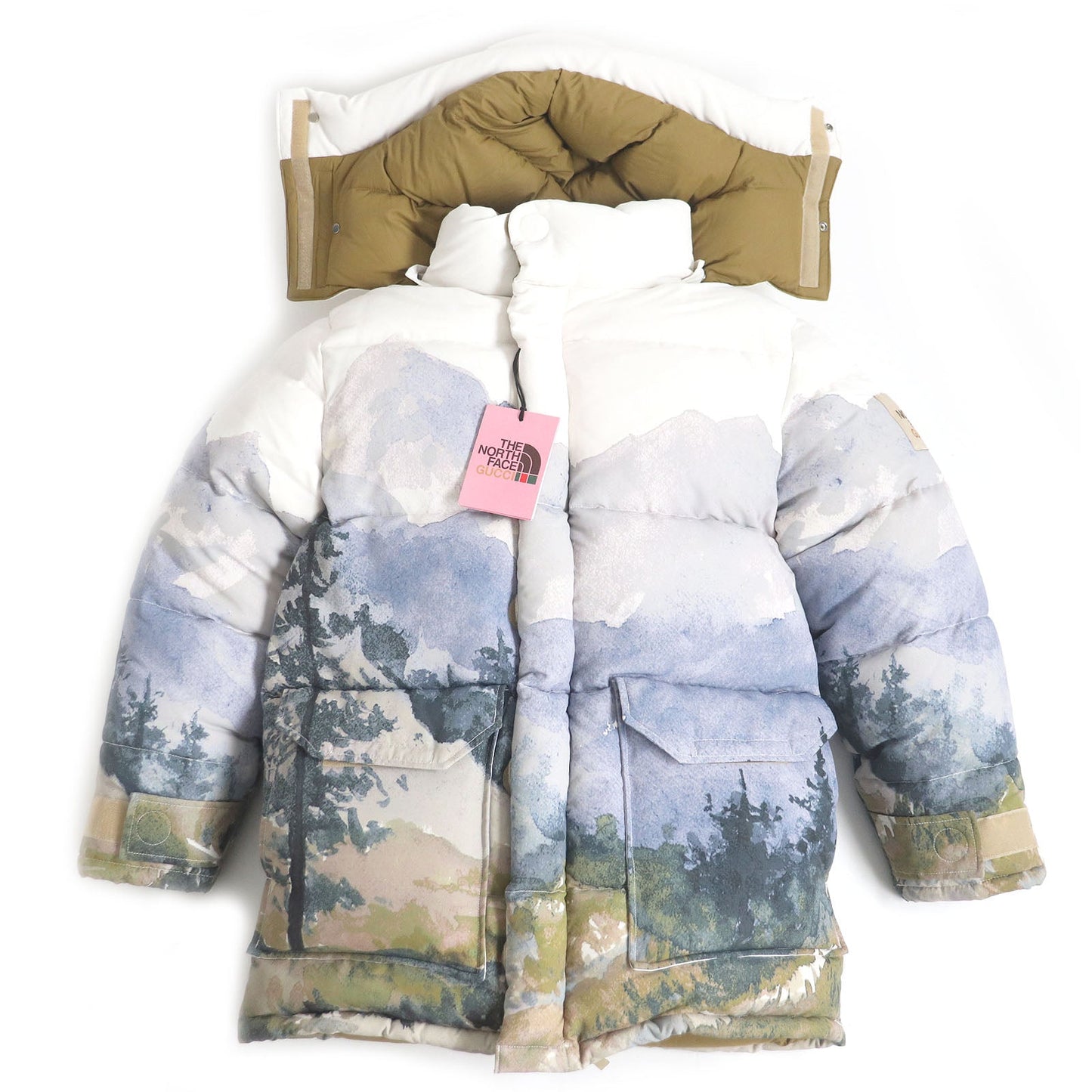 GUCCI Down jacket 670603 Main: 100% nylon, Filling: 80% down, Filling: 20% feather, Applique: 100% polyester Ivory Multi mens S