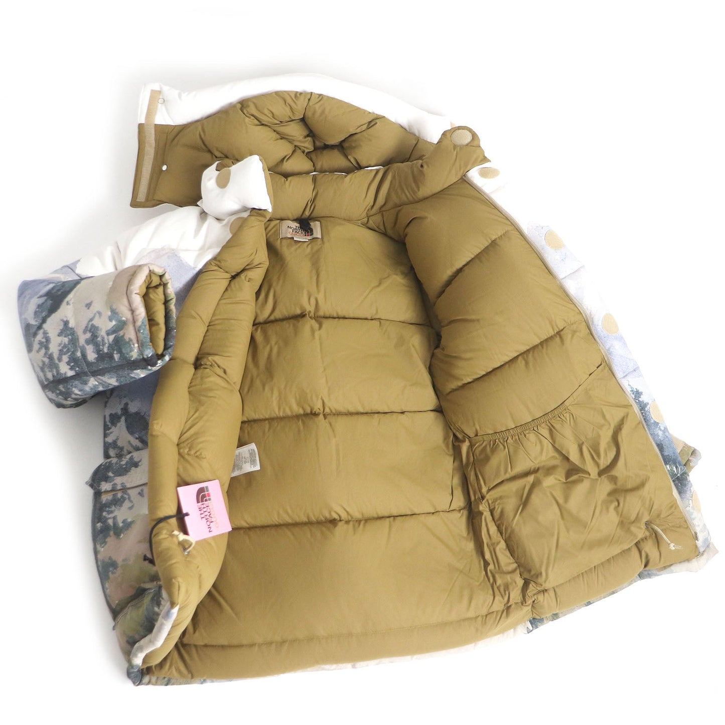 GUCCI Down jacket 670603 Main: 100% nylon, Filling: 80% down, Filling: 20% feather, Applique: 100% polyester Ivory Multi mens S