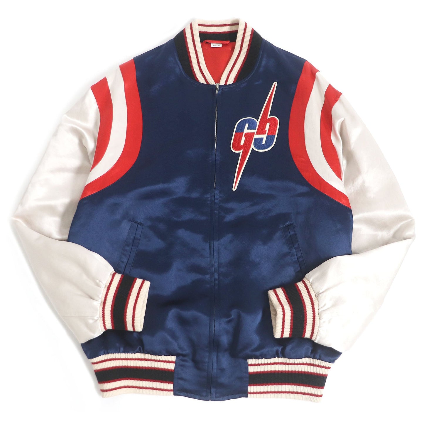 GUCCI Stajan 575315 Main: 100% acetate, part: 57% rayon, part: 43% polyester, part: 100% wool, decoration: 100% acetate, embroidery: 100% polyester Blue x red mens 44