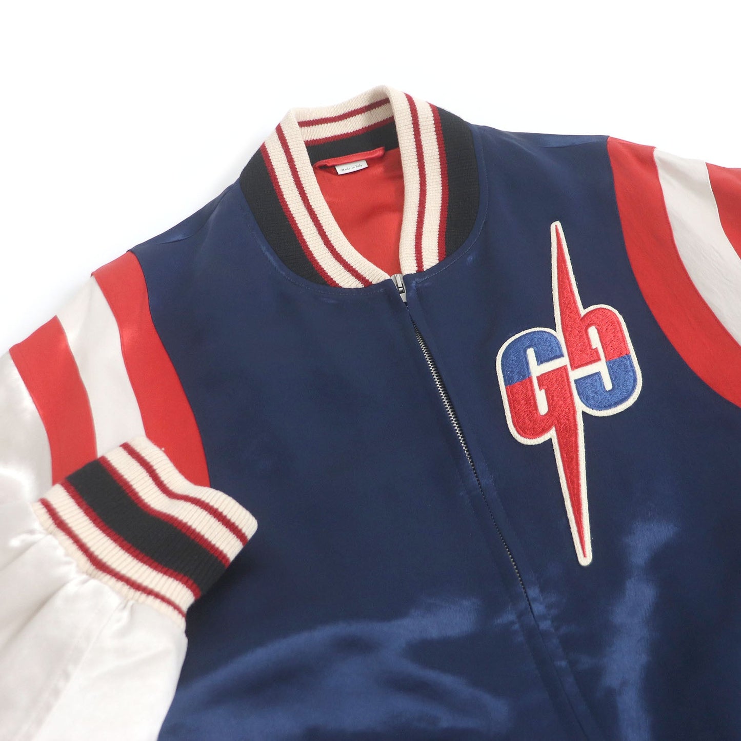 GUCCI Stajan 575315 Main: 100% acetate, part: 57% rayon, part: 43% polyester, part: 100% wool, decoration: 100% acetate, embroidery: 100% polyester Blue x red mens 44