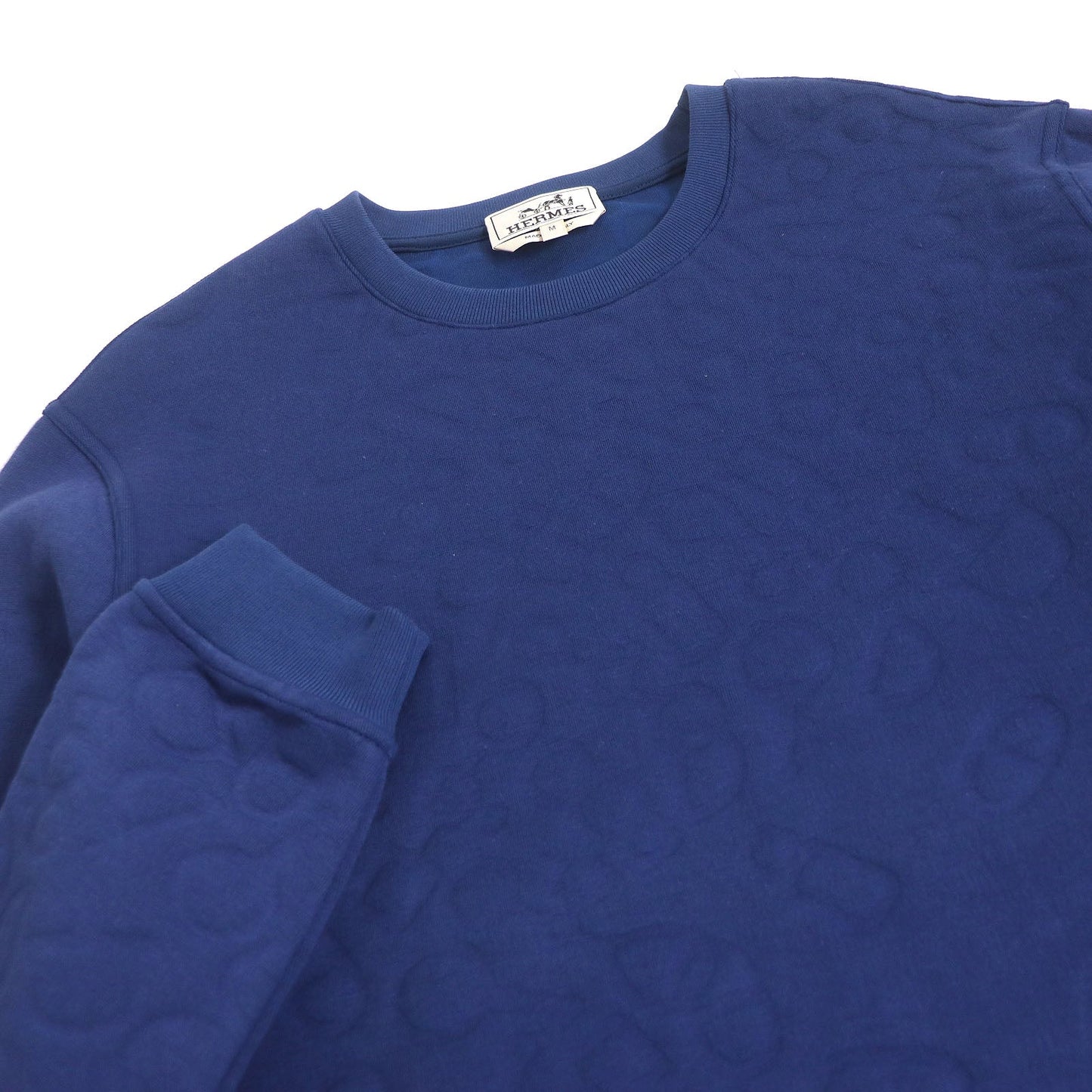 HERMES sweat Main: 72% polyamide, 26% cotton, 2% elastane. Parts: 100% cotton. Rib: 90% cotton, 10% elastane. Indigo blue Maillons en Boucle Aero mens M