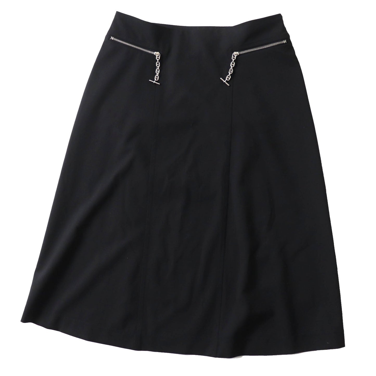 HERMES Tight Skirt Outer: 100% wool, lining trim: 88% rayon, 12% polyester black Women 34