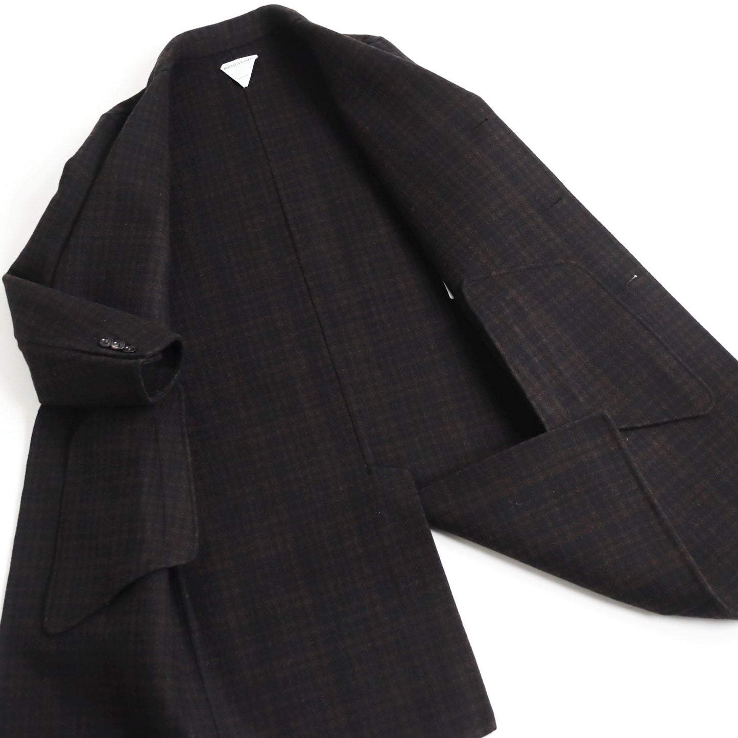 BOTTEGAVENETA Chester coat 653123 V0BL0 Outer: 98% wool, Outer: 2% elastane (polyurethane), Lining: 100% rayon Brown x black mens 44