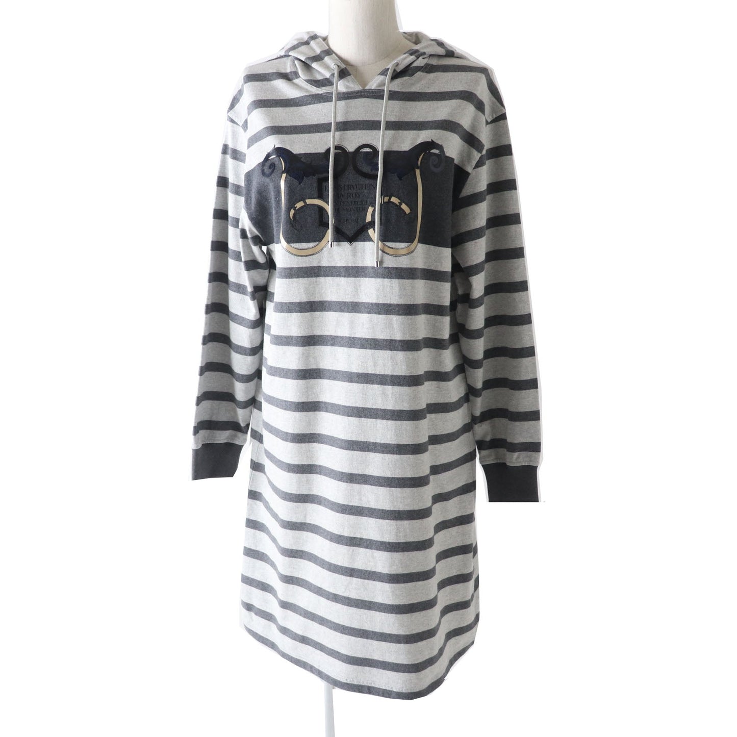 HERMES one piece Outer: 100% cotton, Rib: 82% cotton, 16% nylon, 2% polyurethane Gray Border Pattern L'Instruction du Roy Women 34