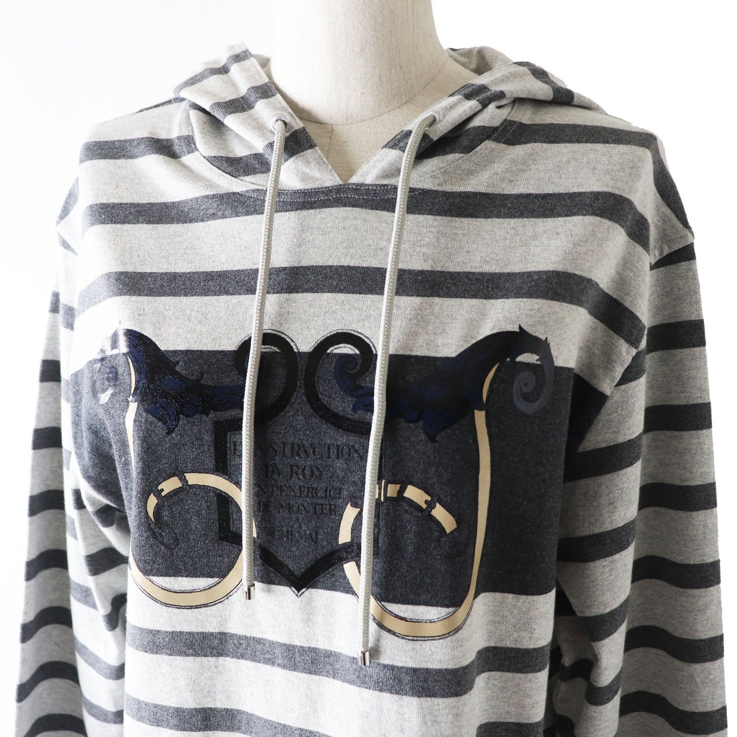 HERMES one piece Outer: 100% cotton, Rib: 82% cotton, 16% nylon, 2% polyurethane Gray Border Pattern L'Instruction du Roy Women 34
