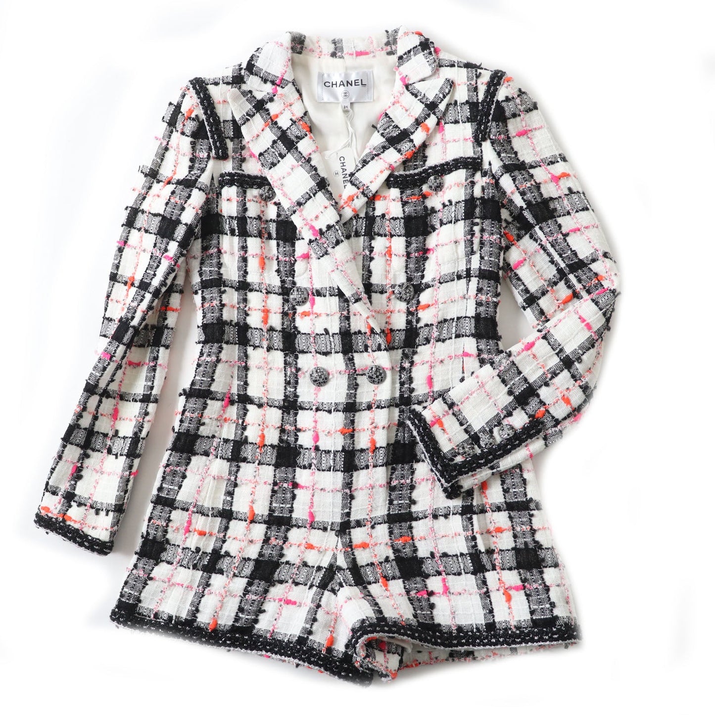 CHANEL overalls 20S P64167 Outer material: 89% nylon, Outer material: 4% cotton, Outer material: 4% acrylic, Outer material: 3% rayon, Lining: , Slit thread specification Lining: 100% silk White Black Pink Orange Women 34