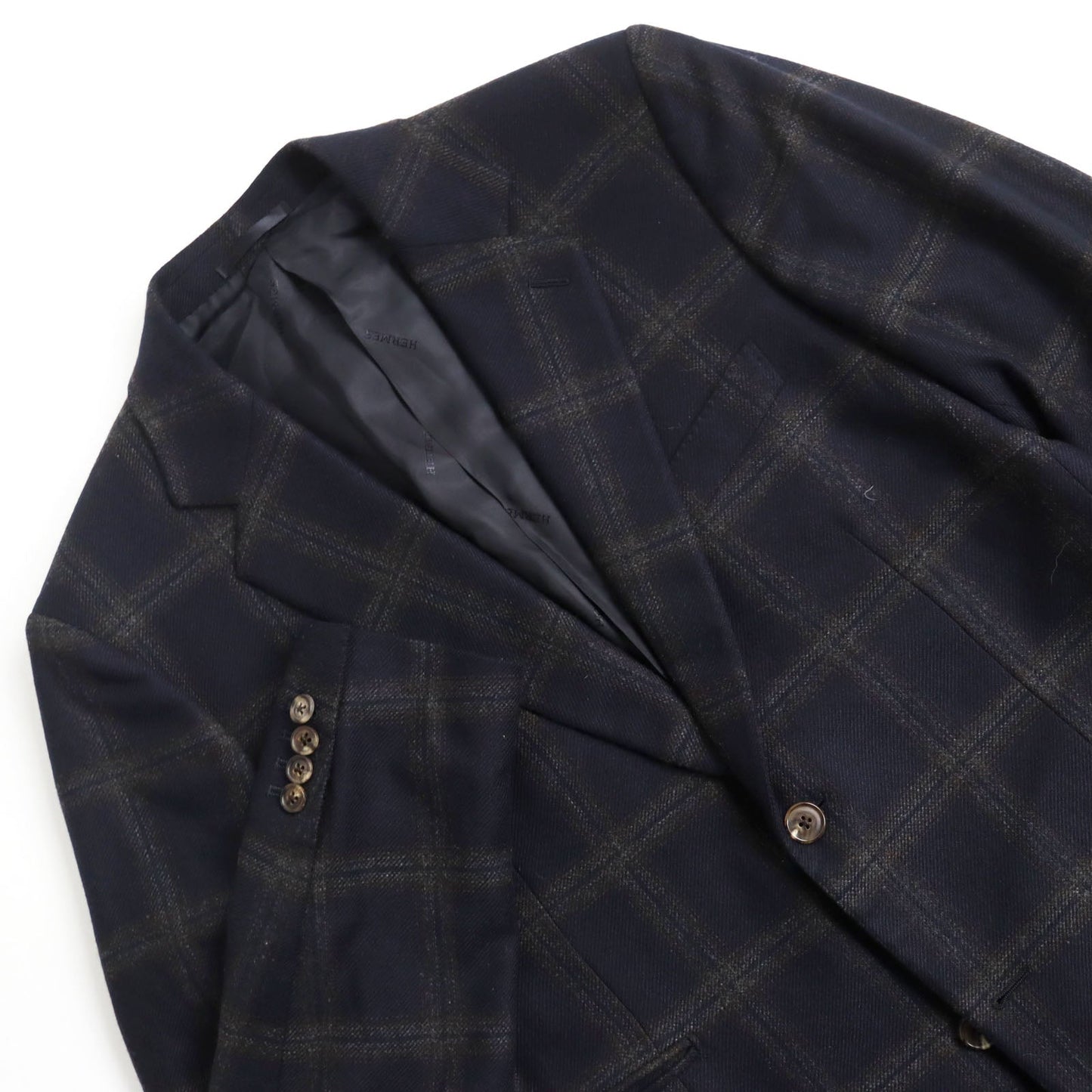 HERMES tailored jacket Outer: 100% cashmere, Lining: 100% cupra Navy brown mens 48