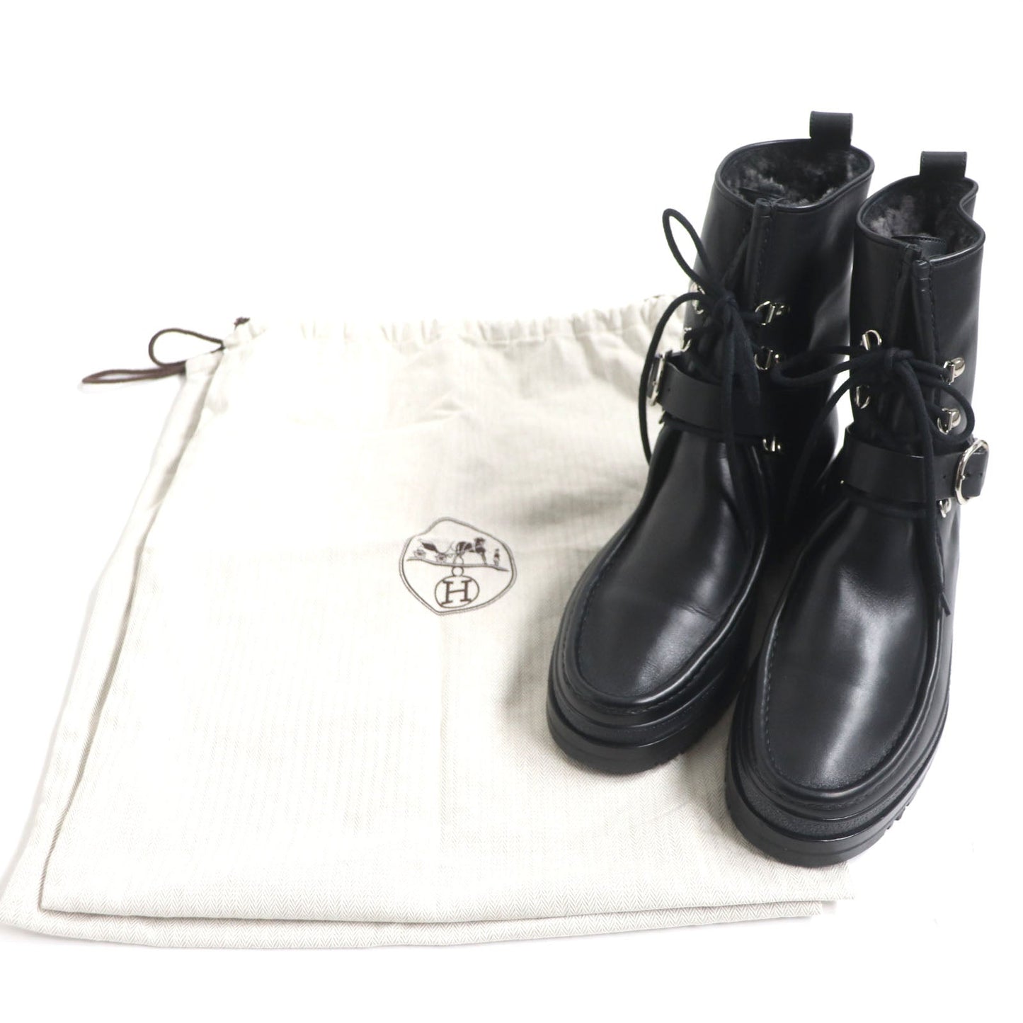 HERMES boots Main: Leather black mens 39.5