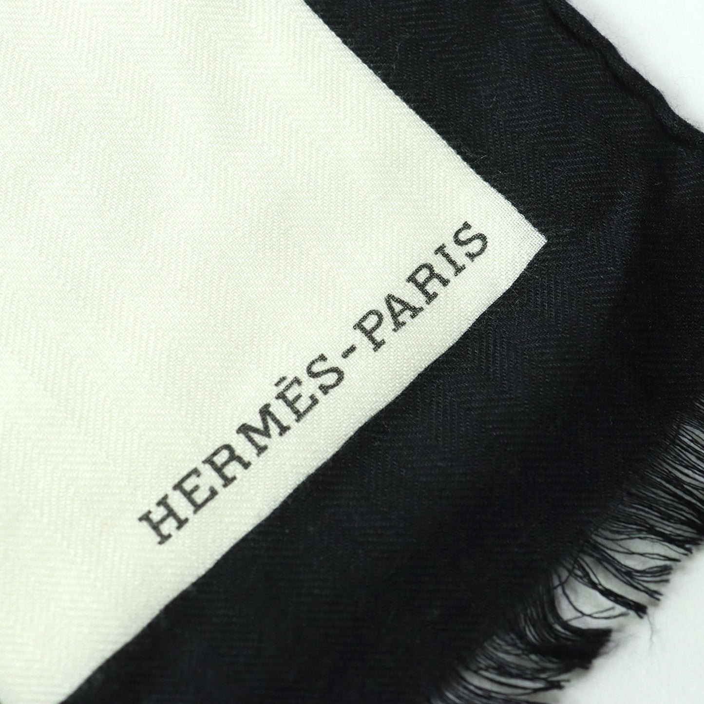 HERMES shawl Main: 70% cashmere, Main: 30% silk Black White Khaki Women