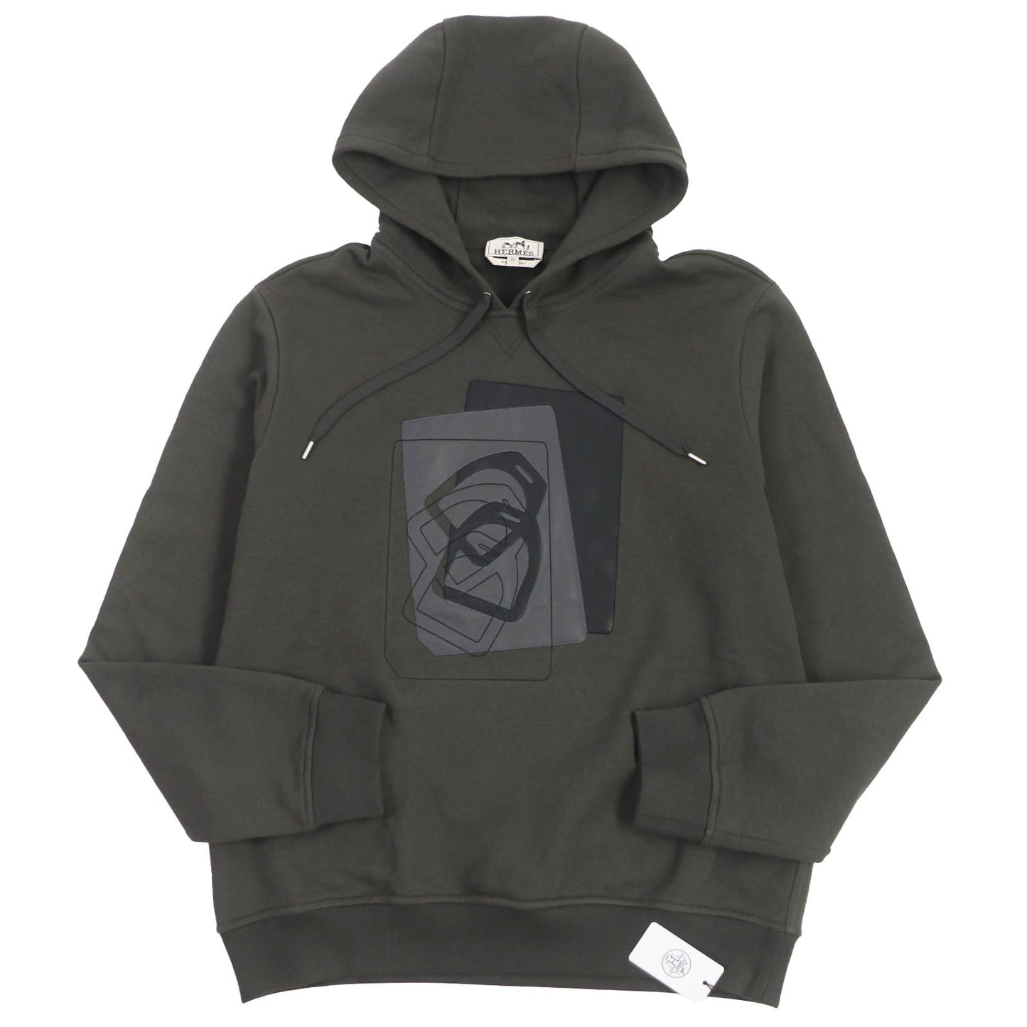 HERMES Hoodie Main: 100% cotton, Part: 90% cotton, Part: 10% polyester, Part: 100% cotton, Part: Lamb leather Khaki type mens M