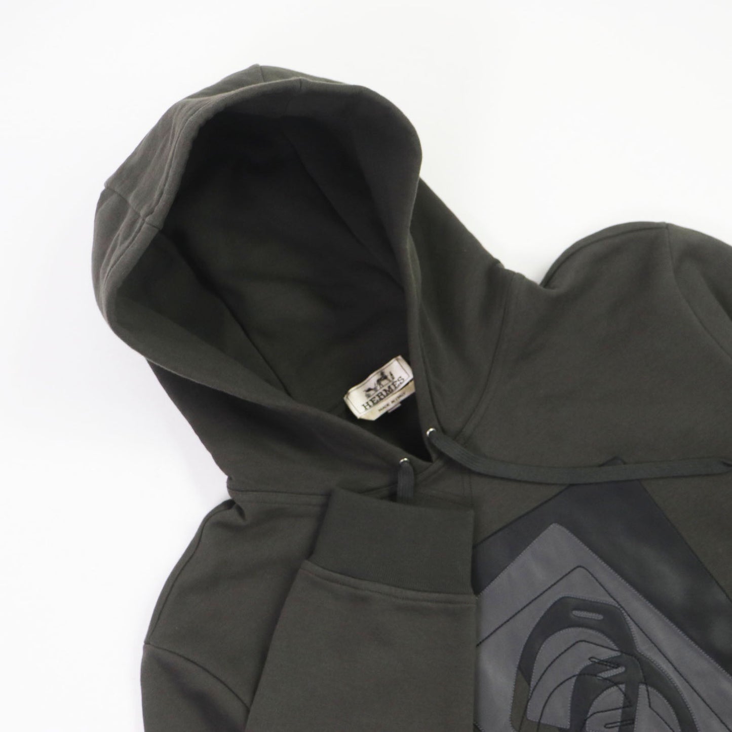 HERMES Hoodie Main: 100% cotton, Part: 90% cotton, Part: 10% polyester, Part: 100% cotton, Part: Lamb leather Khaki type mens M