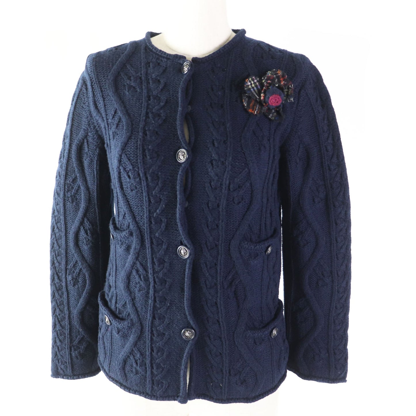 CHANEL cardigan P46489 Main: 100% cashmere, Other: 58% cashmere, 20% wool, 10% rayon, 9% nylon, 3% silk Navy Women 34