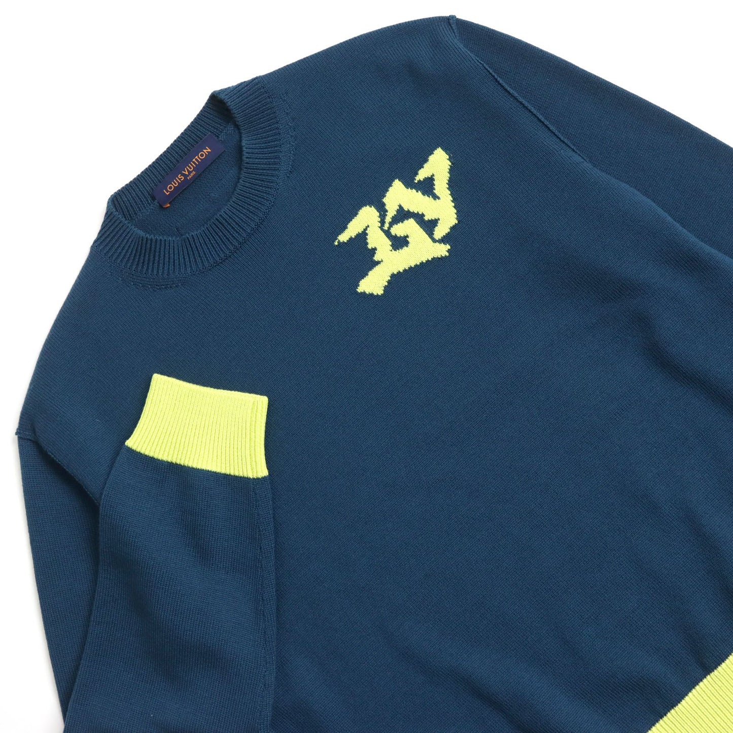 LOUIS VUITTON knit HNN02W Main: 100% wool Blue yellow mens M