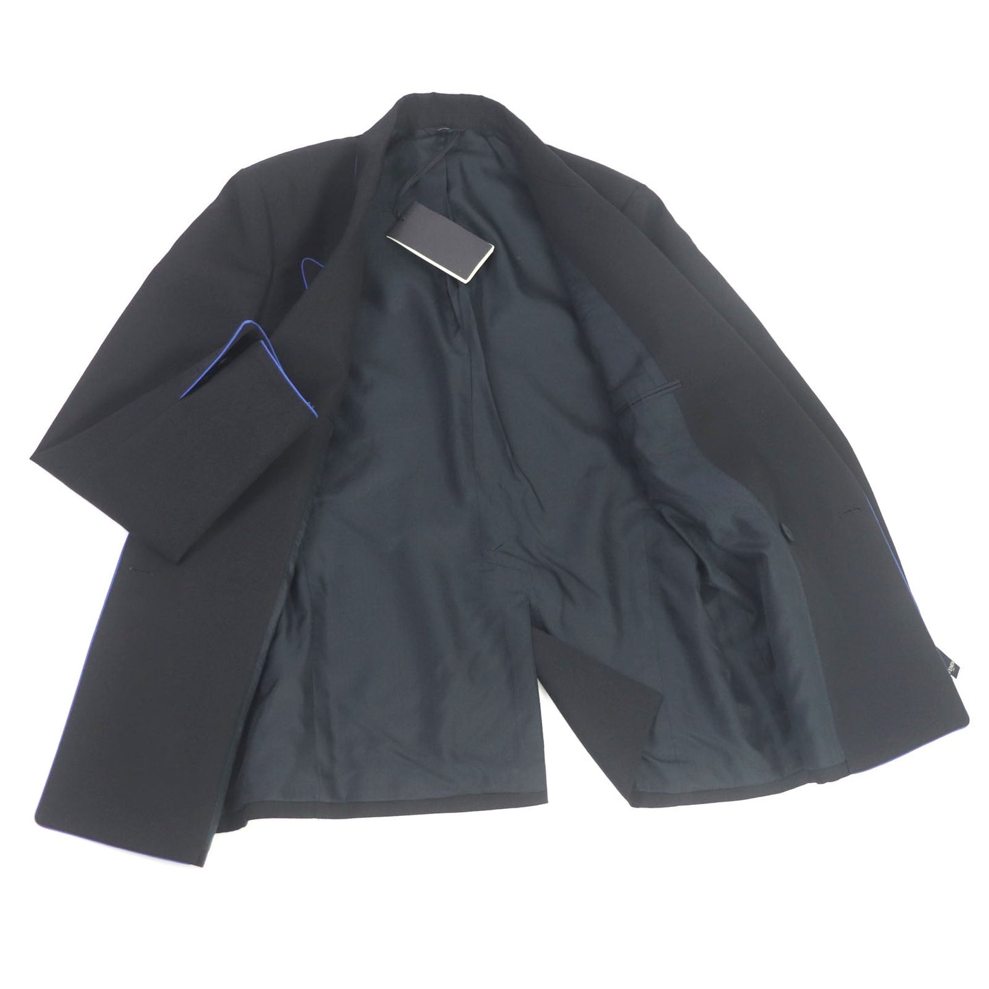 FENDI tailored jacket FJ0641 Outer: 97% wool, Outer: 3% polyester, Lining: 100% cupra black Double-breasted Gabardine Blazer mens 48