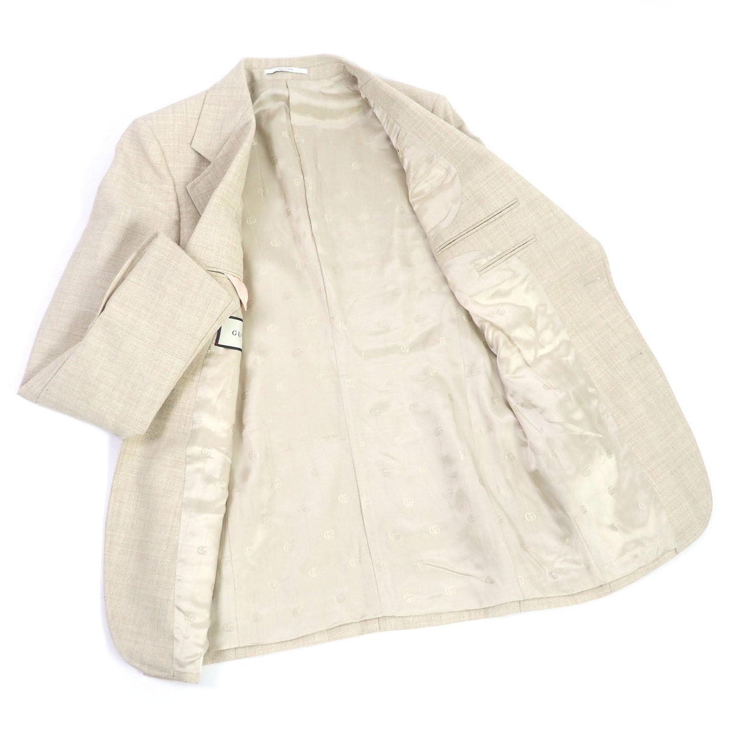 GUCCI tailored jacket 623122 Outer: 100% wool, Lining: 100% rayon light beige mens 44