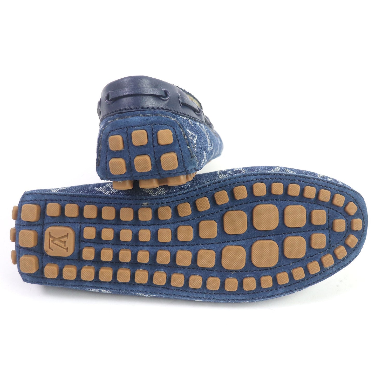 LOUIS VUITTON loafers Front: Monogram denim Back: Mouton blue Arizona line mens 6