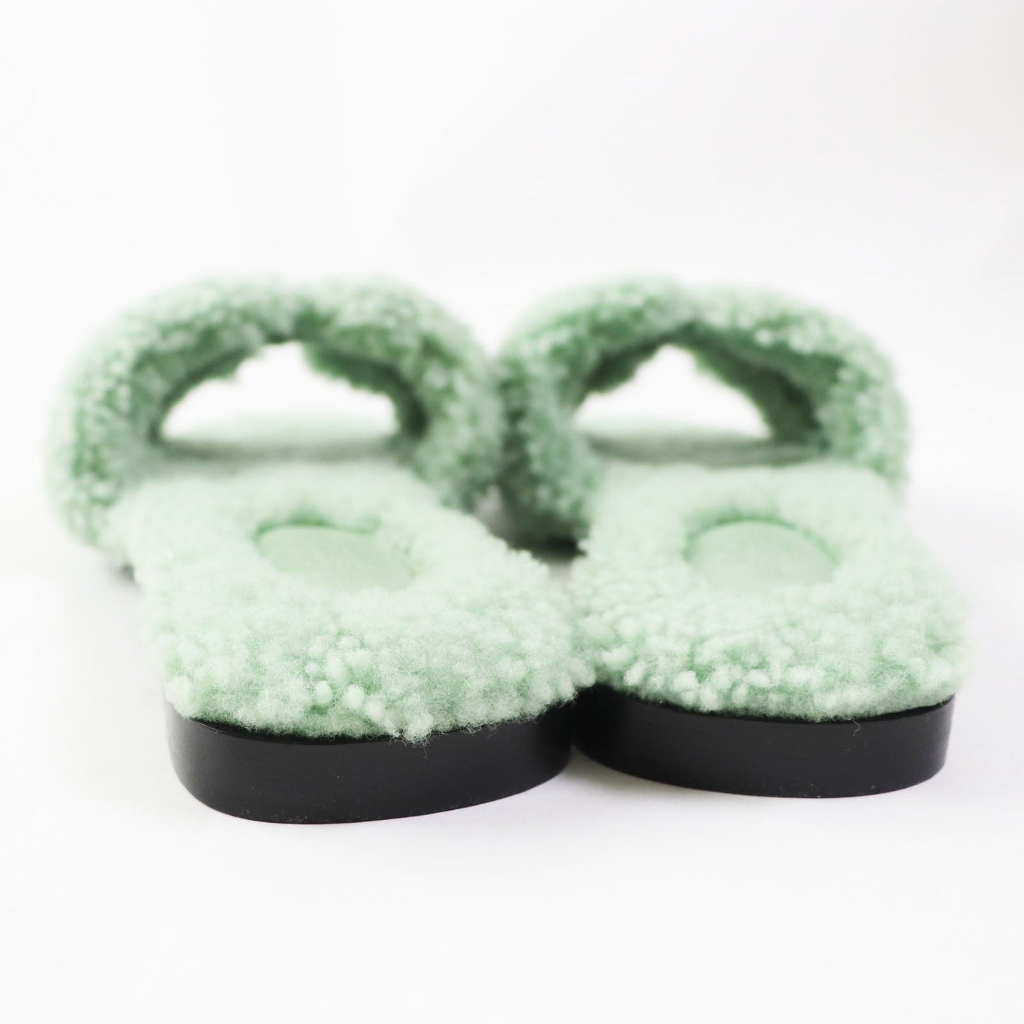 HERMES Sandals H212178Z Ramfer Light green type Oran Women 37