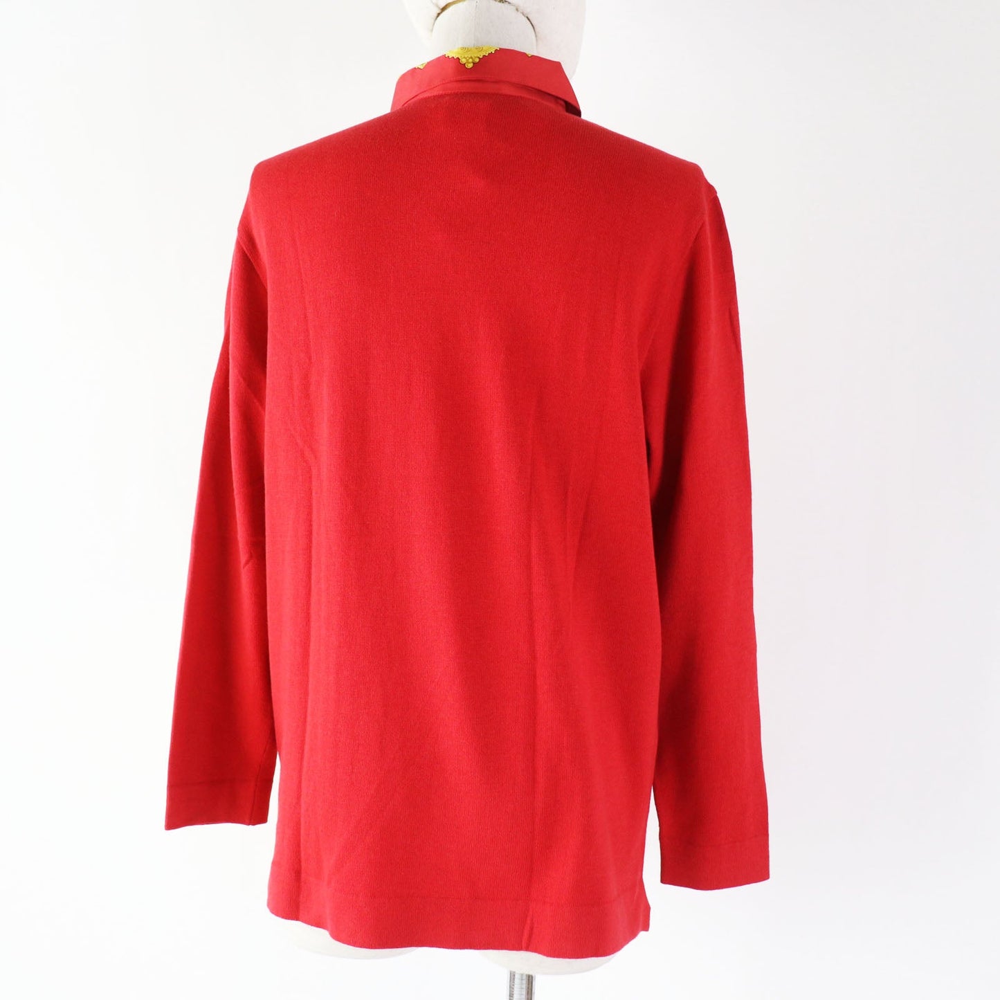 HERMES Long sleeve shirt Printed part: 100% silk; Knitted part: 85% cotton, 15% wool (15% cashmere) Red type Parures Des Sables Desert Accessories Women S