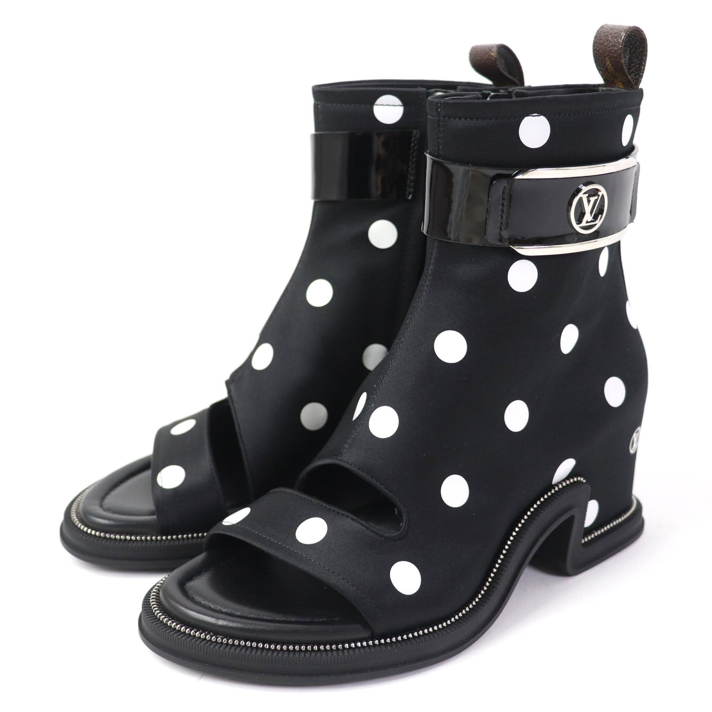 LOUIS VUITTON short boots 1AA0KD Silk, Leather black Moolite Line Women 36