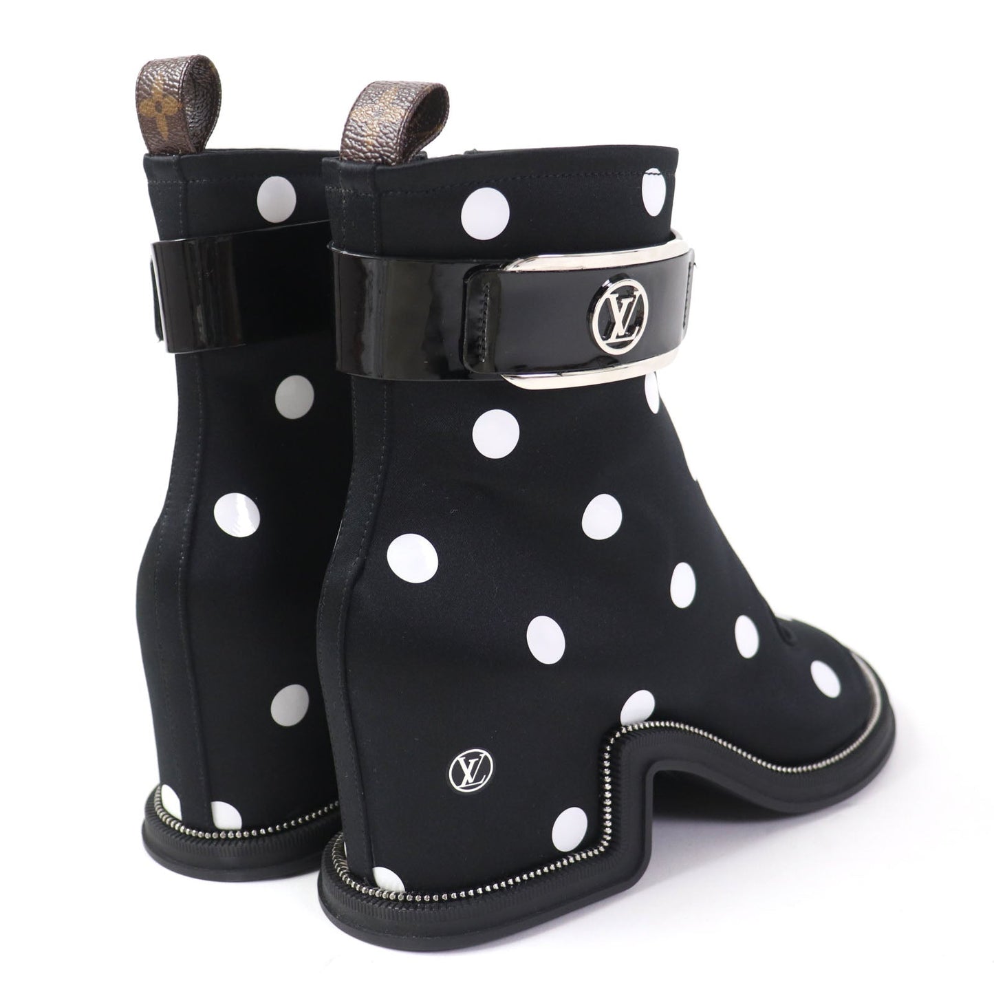 LOUIS VUITTON short boots 1AA0KD Silk, Leather black Moolite Line Women 36