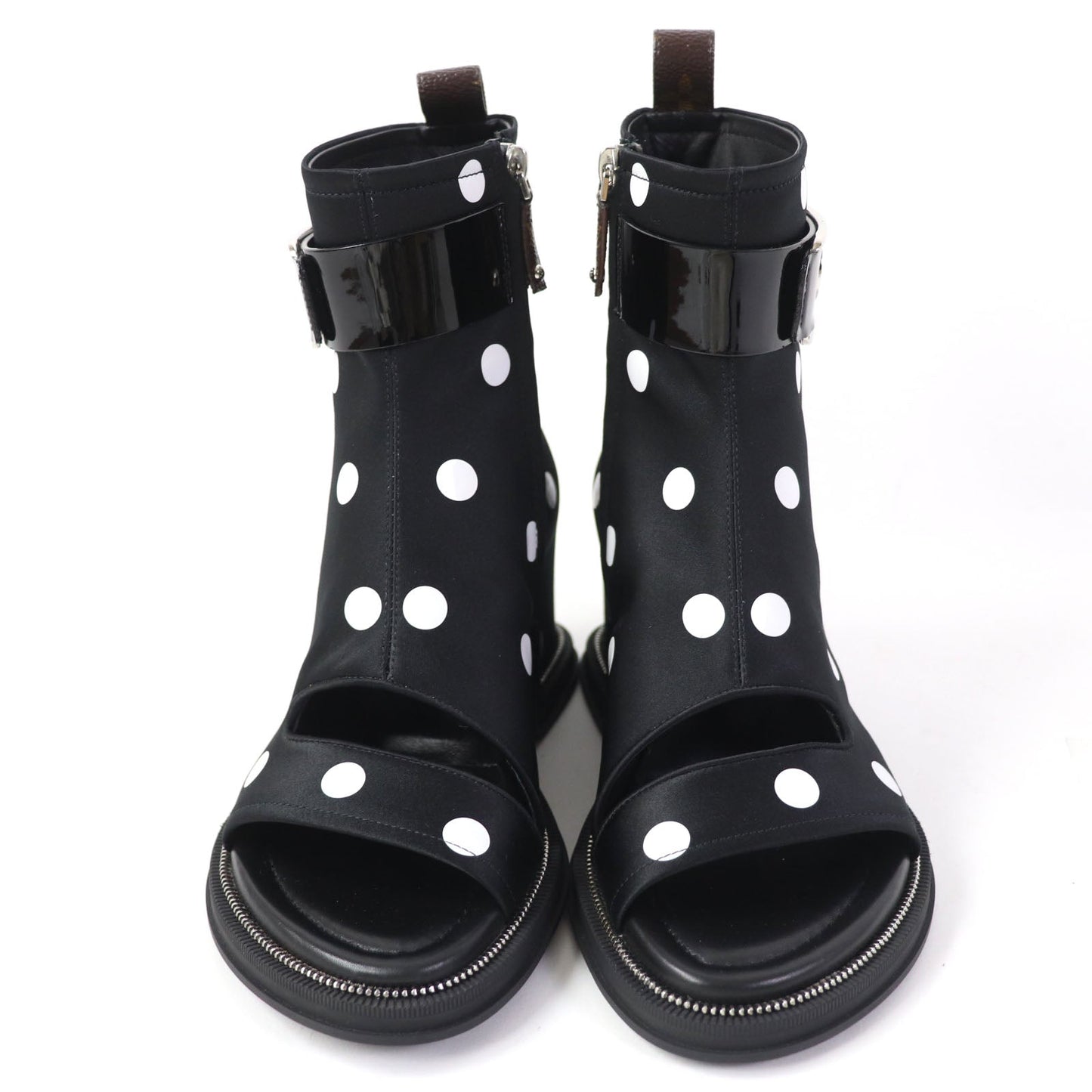 LOUIS VUITTON short boots 1AA0KD Silk, Leather black Moolite Line Women 36