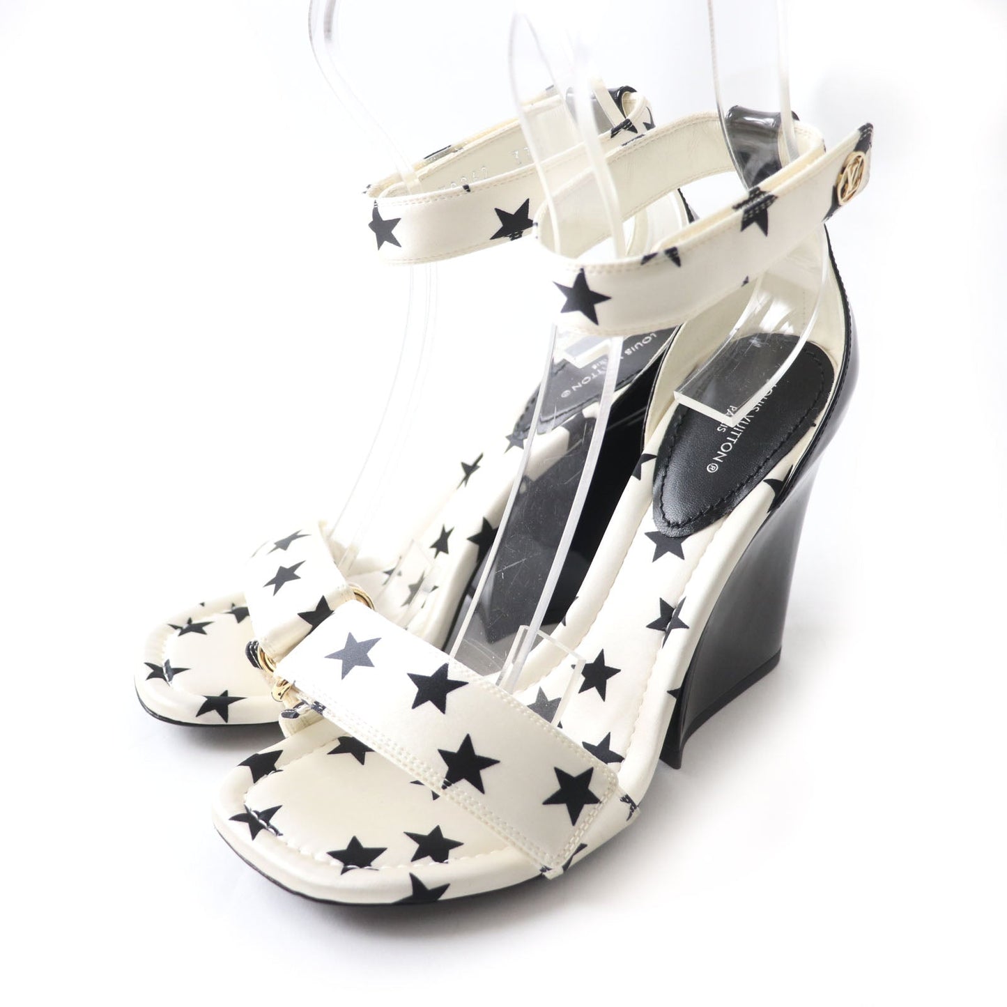 LOUIS VUITTON Sandals Main: Technical satin White black Stellar Line Women 37 1/2