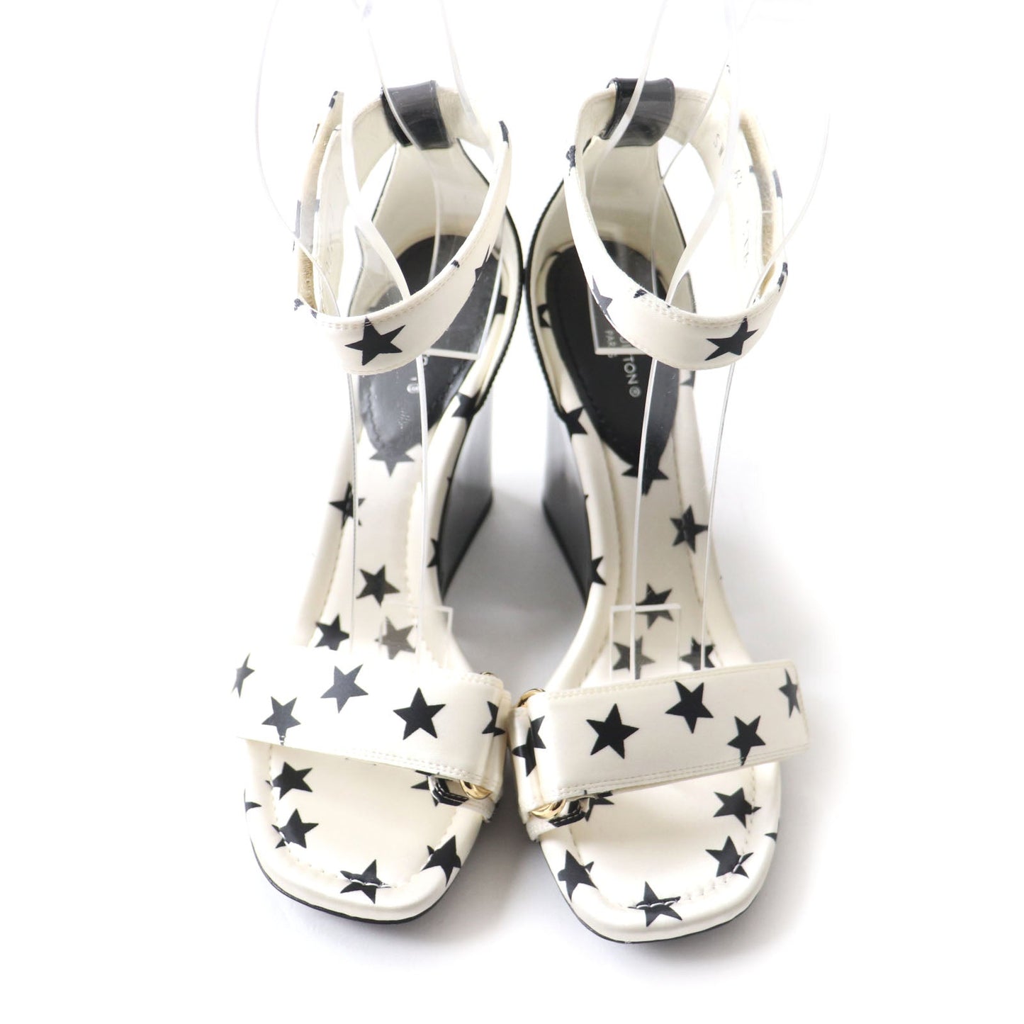 LOUIS VUITTON Sandals Main: Technical satin White black Stellar Line Women 37 1/2