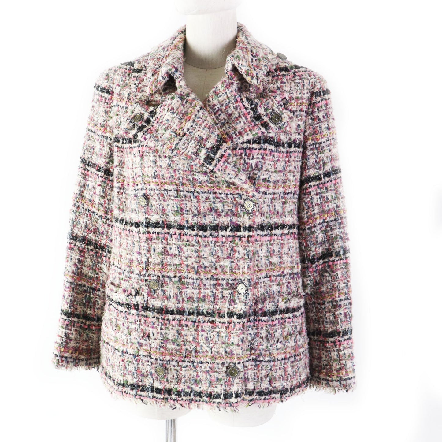 CHANEL tailored jacket 05A P26908 Outer: 40% wool, Outer: 20% mohair, Outer: 10% cotton, Outer: 10% acrylic, Outer: 10% silk, Outer: 6% nylon, 4% polyester, Lining: 96% silk, 4% polyurethane Multi Women 40