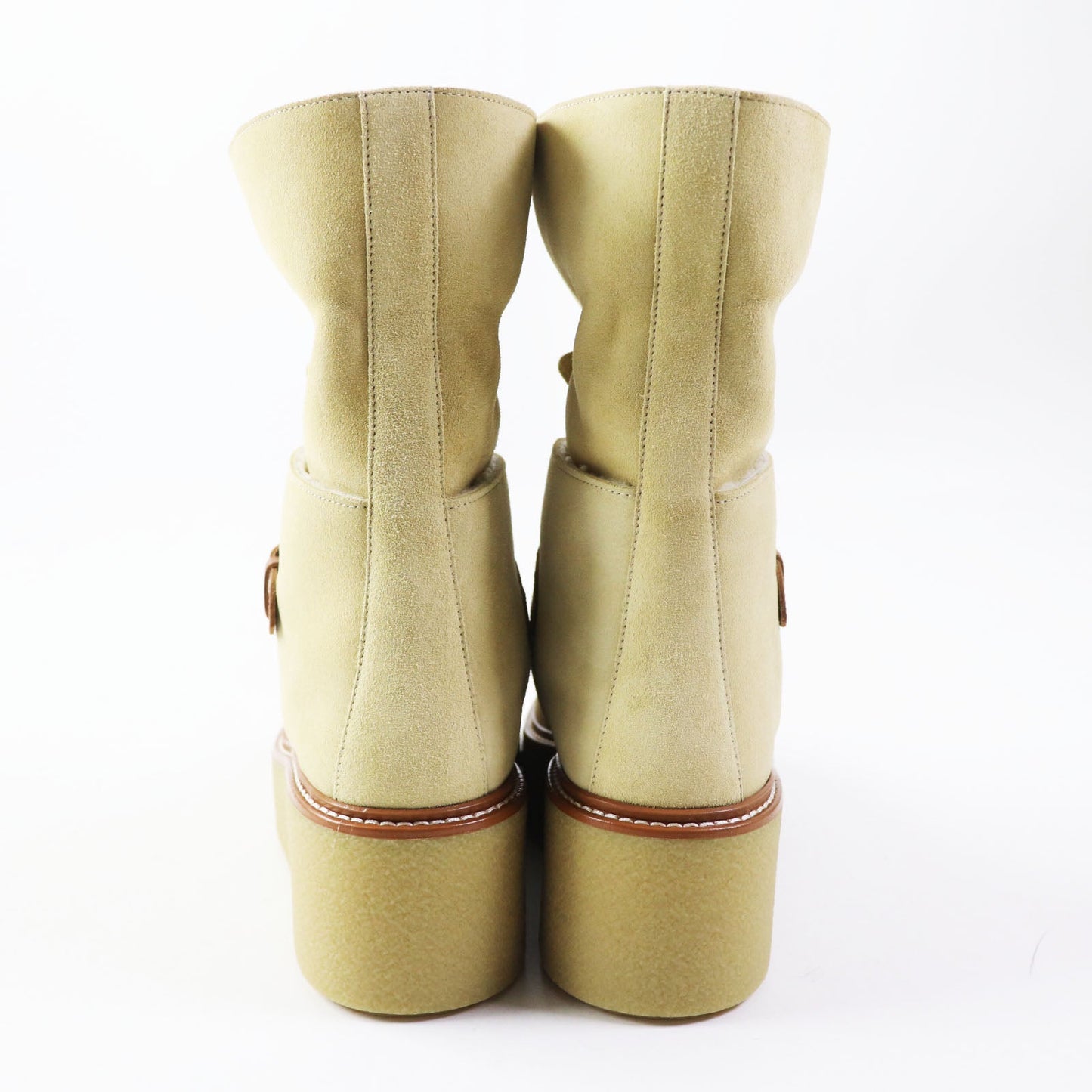 HERMES short boots Beauveroy/Calfskin Beige Palomino Emisfer Women 35