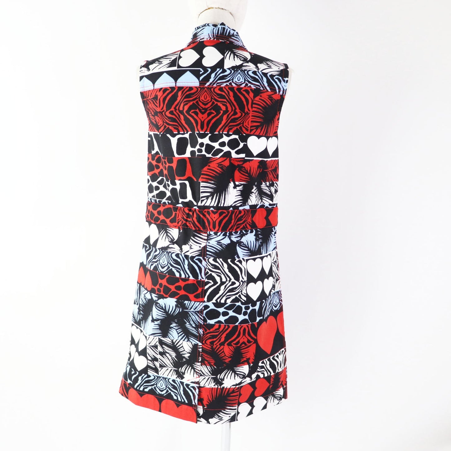 HERMES one piece 3E0551D1 Outer: 98% cotton, Outer: 2% polyurethane, Lining: 64% cotton, Lining: 33% rayon, Lining: 3% polyurethane, Leather: Cowhide Multi Wild print denim dress Women 34